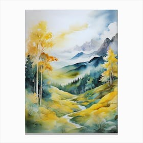 Watercolor Of Mountains Canvas Print