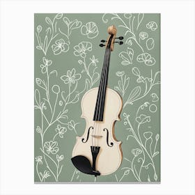 Violin With Floral Scribbles Stampe su tela