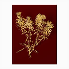 Vintage Garland Flowers Botanical in Gold on Red n.0435 Canvas Print