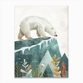 Polar Bear Walking On A Mountrain Storybook Illustration 1 Canvas Print