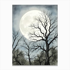 Full Moon Over Trees 1 Canvas Print