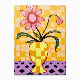 Wild Flowers Yellow Tones In Vase 1 Canvas Print