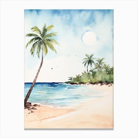 Watercolour Of Flamenco Beach   Culebra Puerto Rico 2 Canvas Print