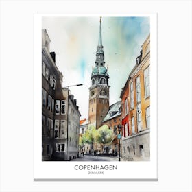 Copenhagen 3 Watercolour Travel Poster Canvas Print