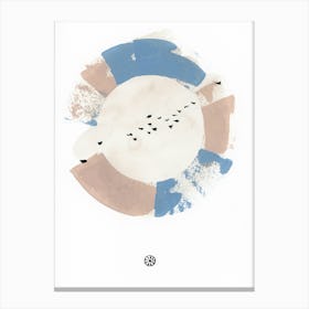 Murmuration 4 - minimal abstract birds flock beige blue Canvas Print