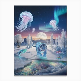 Frozen Whimsy in the Abstract Tiger And Jellyfish Canvas Print