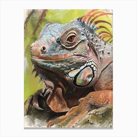 Iguana Pastel Watercolour 4 Lienzo