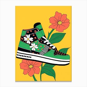 Women's Sneaker Green Bouquet: Petals and Elegance Canvas Print