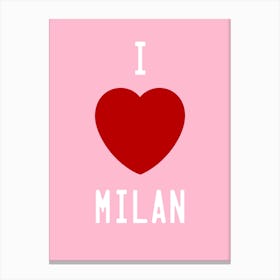 I Love Milan Red Heart Canvas Print