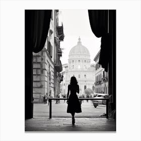 Rome, Italy, Mediterranean Black And White Photography Analogue 2 Canvas Print