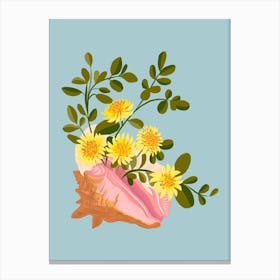 Queen Conch Shell Flower Bouquet Canvas Print