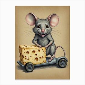 Mouse On A Wheel Canvas Print