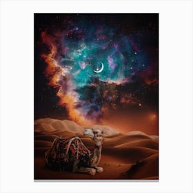 Desert Camel Moon Galaxy Stars Canvas Print