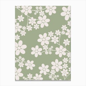 Cherry Blossom | 13 - Sage Green Canvas Print