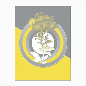 Vintage Plumbago Caerulea Botanical Geometric Art in Yellow and Gray n.267 Canvas Print