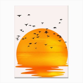 Sunset With Birds 1 Canvas Print