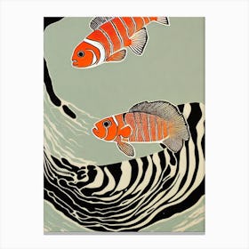 Clownfish Linocut Canvas Print