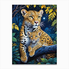 Leopard And Cub Canvas Print