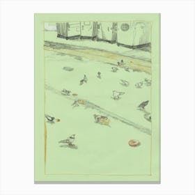 Pigeons In Walgreens' Back Alley Canvas Print