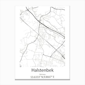 Halstenbek,Germany Minimalist Map Canvas Print