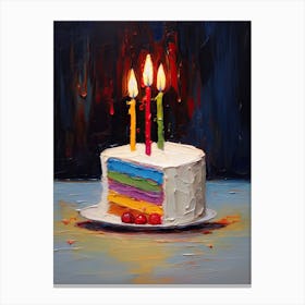 A Slice Of Birthday Cake Oil Painting 1 Canvas Print