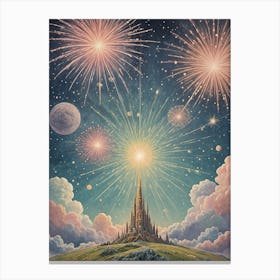 Castle With Fireworks Canvas Print