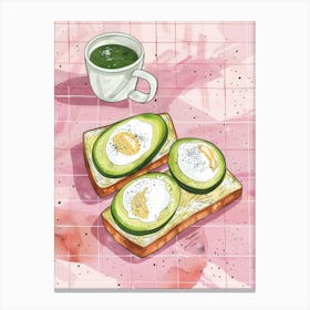 Pink Breakfast Food Poached Eggs 3 Canvas Print