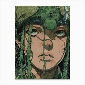 The Princess Of Mondonoke Is A Classic Fantasy Anime, In The Style Of Iconic Album Covers, Simplistic Characters, Junglecore, Dynamic Action Sequences, Colorized, Distinctive Noses, Characterful Pen And Ink Canvas Print