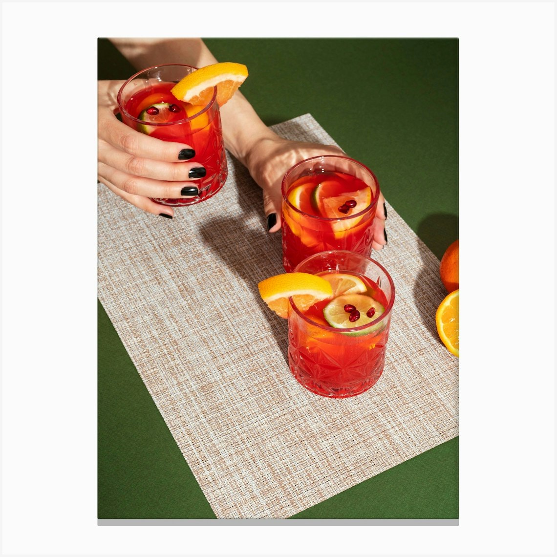 Negroni Cocktail Art Print Canvas Print by Cherry Bomb Art Prints