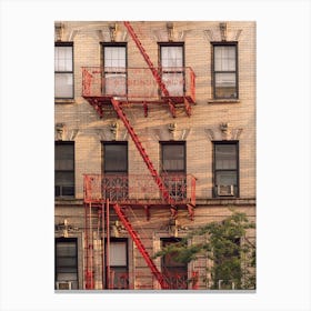 New York Building With Red Iron Staircase Canvas Print