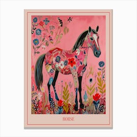 Floral Animal Painting Horse 1 Poster Canvas Print