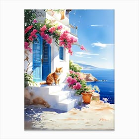 Cat On The Porch Canvas Print