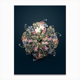 Vintage Spanish Jasmine Flower Wreath on Teal Blue Canvas Print