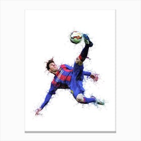 Lionel Messi Bicycle Kick Watercolor Canvas Print