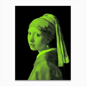 Girl with a Pearl Earring Green Canvas Print