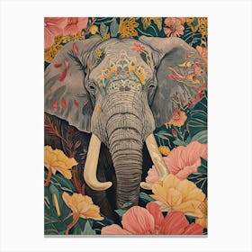 Floral Animal Painting Elephant 1 Canvas Print