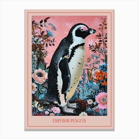 Floral Animal Painting Emperor Penguin 4 Poster Canvas Print