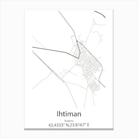 Ihtiman,Bulgaria Minimalist Map Canvas Print