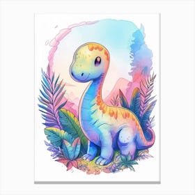 Pastel Rainbow Plateosaurus Dinosaur 2 Canvas Print