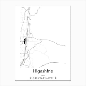 Higashine,Japan Minimalist Map Canvas Print