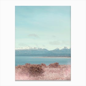 Pastel Landscape And Snowy Mountains Canvas Print
