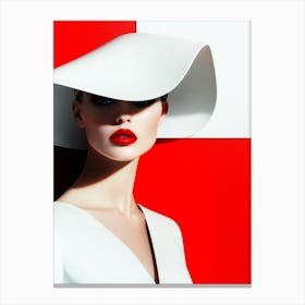 Beautiful Woman In White Hat Canvas Print