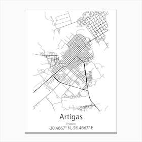 Artigas,Uruguay Minimalist Map Canvas Print