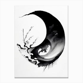 Black And White Yin and Yang 3 Japanese Ink Canvas Print