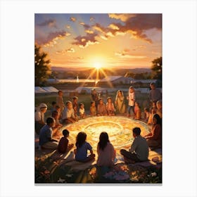 A Digital Painting Showcasing Various Community Members And Local Services Gathered In An Uplifting Canvas Print