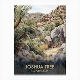 Joshua Tree National Park Watercolour Vintage Travel Poster 3 Canvas Print