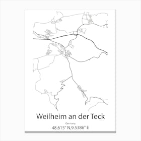 Weilheim,Germany Minimalist Map Lienzos