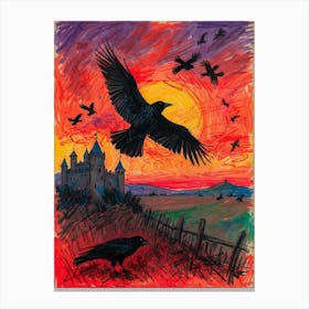 Crows At Sunset 3 Canvas Print