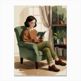 Girl Reading A Book 1 Canvas Print