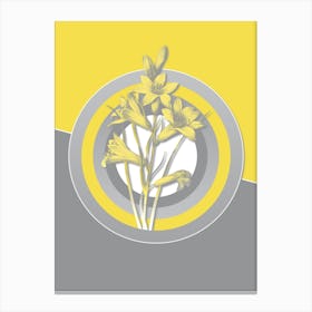 Vintage St. Bruno's Lily Botanical Geometric Art in Yellow and Gray n.117 Canvas Print